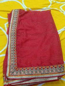 partywear beautiful Red saree with blouse