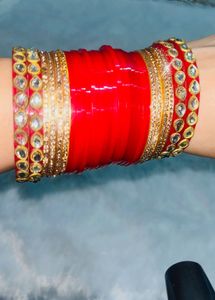 Red Bridal Bangles with Crystals
