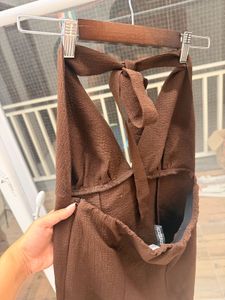 Brown Halter Neck Dress