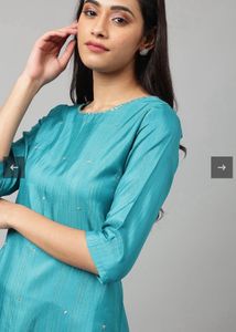 Teal Embellished Kurta