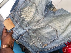 Embroidered Blue Denim Jeans