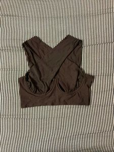 Brown Cross-Back Crop Top