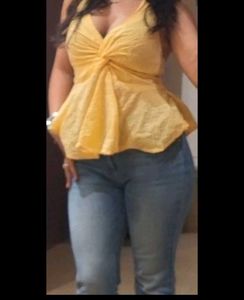 Chic Yellow Gingham Twist Front Top