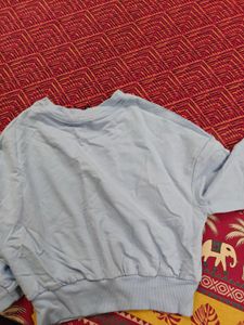 Blue "Happiness is Flower" Graphic Sweatshirt