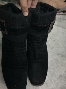 Cozy Black Velvet Boots