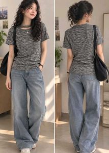 Chic Cut-Out Neckline Marled T-Shirt