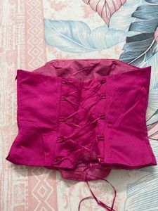 Hot pink embroidered Corset