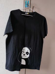 Black Panda Print T-shirt