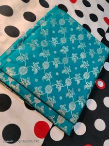Elegant Teal Brocade Silk Saree