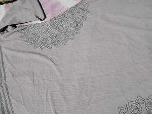 Combo Embellished Grey Kurta with free bangles