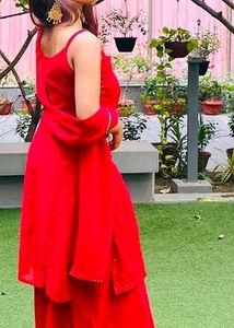 Red sharara suit set
