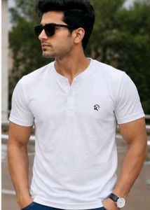 Men's Classic White Henley T-Shirt