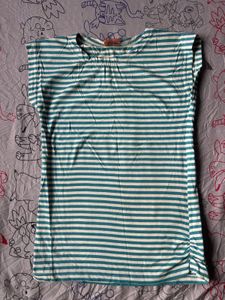 Teal and White Striped Top