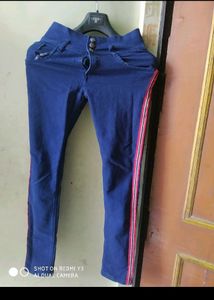High Waist Jeans Blue Color Lining Jeans