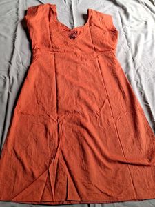 Orange Floral Print Kurta