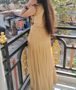 golden anarkali gown