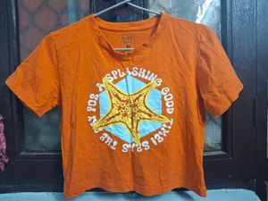 Orange Starfish Graphic T-Shirt