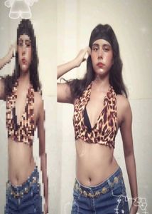 Leopard Print Halter Neck Crop Top