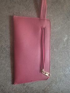Chic Maroon Wallet with Zipper Pocket