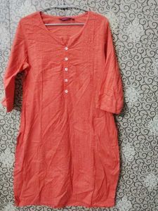 Embroidered Orange Kurta