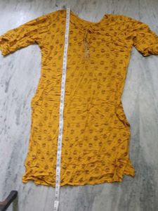 Yellow Printed Kurtha