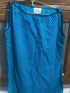 Blue Printed Sleeveless Kurta