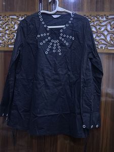 Black Embellished Long Sleeve Top