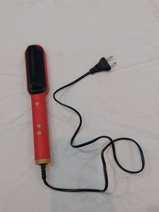 Red Electric Hair Straightener Brush