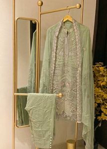 Elegant Mint Green Embroidered Kurta Set