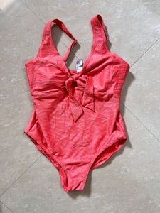 Coral Tie-Front One-Piece Swimsuit