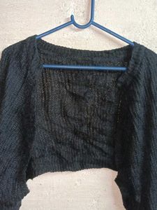 Winter Open Front Shrug Cropped Black 🖤