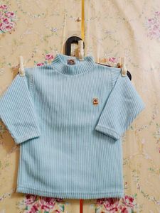 Baby Blue Ribbed Turtleneck Sweater