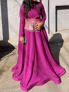 Vibrant Magenta Ethnic Gown with Embellished Belt