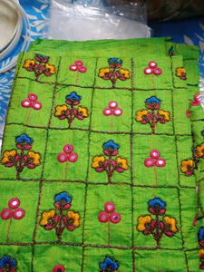 Embroidered Green Blouse Material