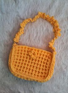 Handmade Crochet Yellow Bag