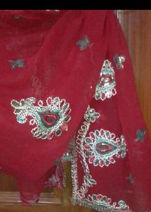 Elegant Red Embroidered dupatta