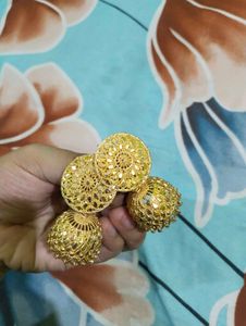 Exquisite Gold Jhumka Earrings