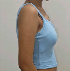 Cute Blue Ruched Tank Top