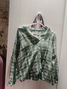 Green Plaid Button-Up Shirt