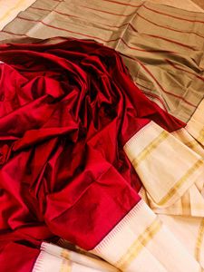 100% Pure Silk Kanjivaram in Deep Red