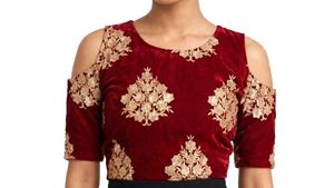 Maroon Red Velvet Blouse