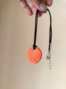 Orange Boho Pendant Necklace