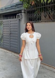 Desi short kurti with Farsi pant set