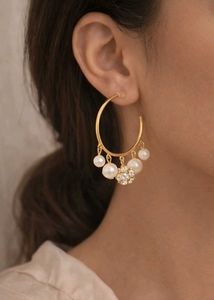 Elegant Pearl & Crystal Hoop Earrings
