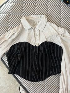 Chic Striped Corset Style Blouse