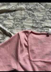 Square Neck Cotton ribbed top with long sleeves