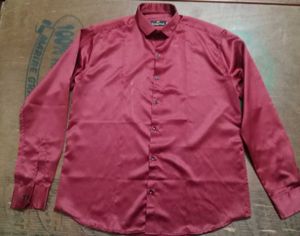 Men's Burgundy Satin Shirt