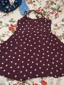 Cute Heart Print Mini Dress
