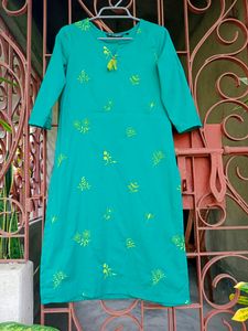 New Dark Sea Green Embroidered Kurta