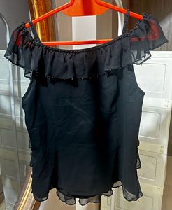 Ruffle &amp; Beads Detail Babydoll Tops